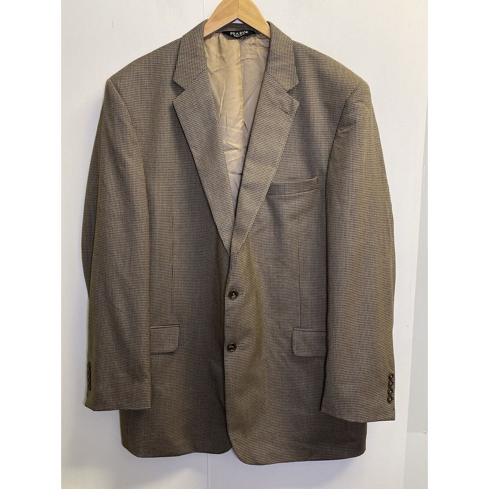 Jos A Bank Sport Coat Jacket Houndstooth Mens 48L‎ Blazer Wool Brown
